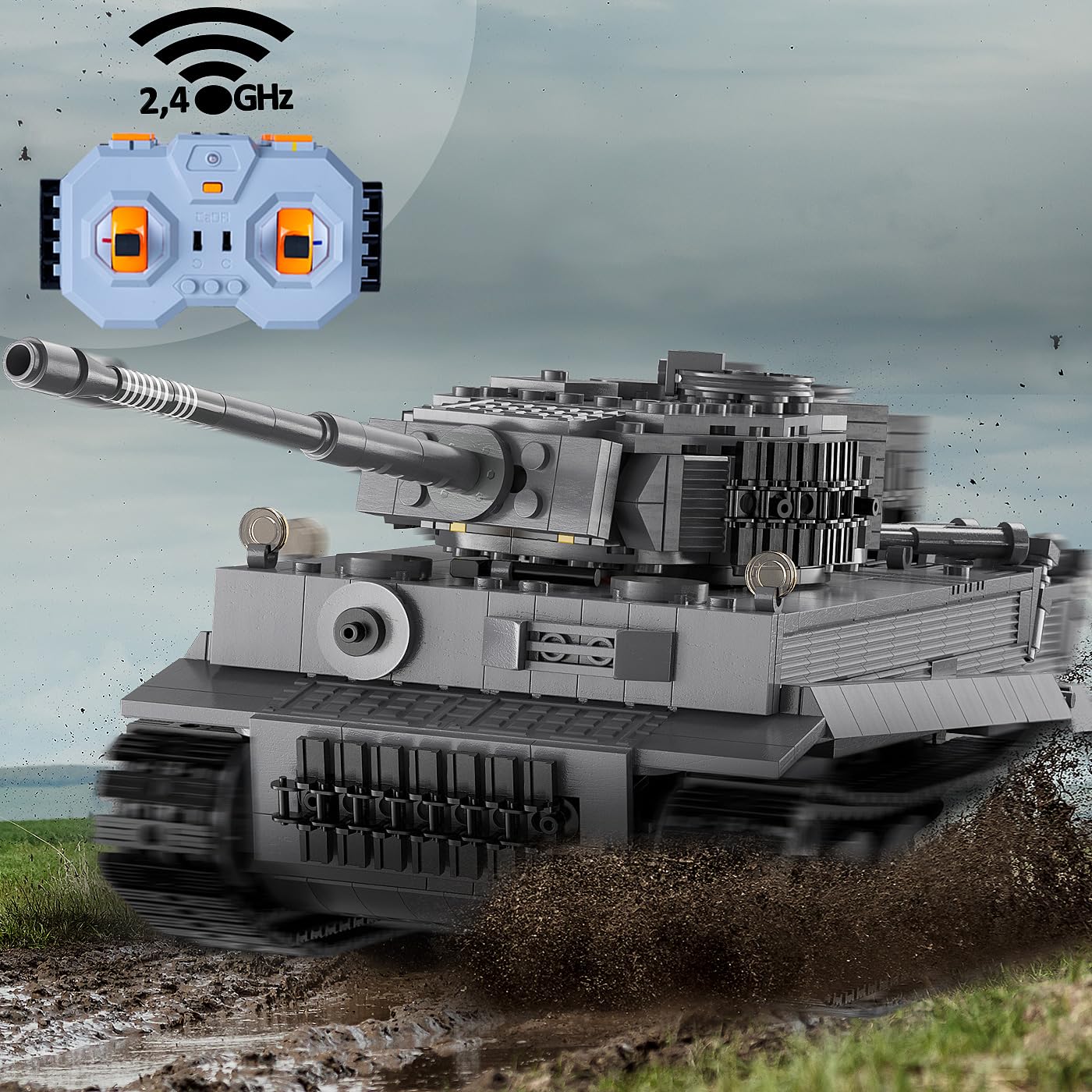 JAMARA 402894 Cada Panzer Tiger 1:35 2,4 GHz Bricks - Juego de Bloques de construcción de Bloques de construcción, Juguetes para niños a Partir de 8 años, Idea de Regalo para niños, diseño detallado