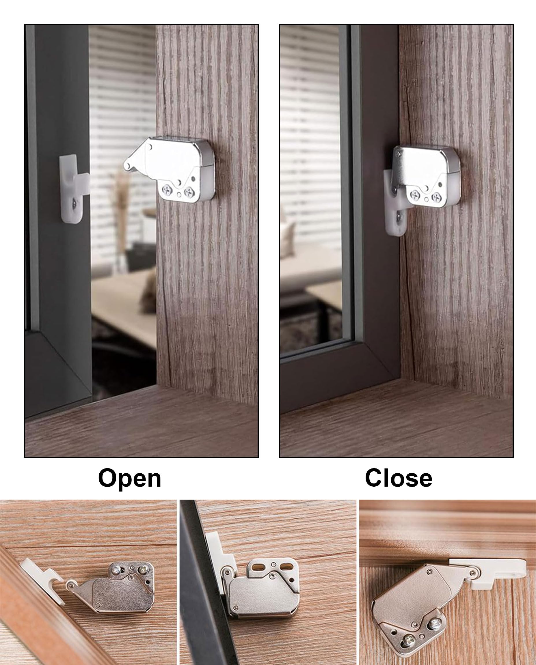 6 Pezzi Scrocco a Molla Per Armadi, Push Pull per Ante, Calamite per Mobili Chiusura, Mini Chiusura a Pressione Con Viti Per Comodini Armadietti Schedari Porte Mobili