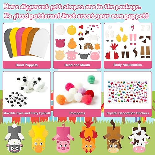 Vista 86 de WATINC Kit de 6 piezas de fabricación de marionetas de mano, calcetines de fieltro para manualidades, juguetes creativos de bricolaje para hacer tus