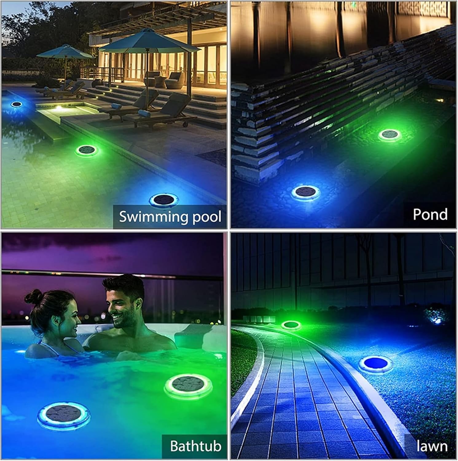 LED Solar Floating Lights Outdoor Waterproof Solar Swimming Pool Lamp IP68 Waterproof for Party Garden Lawn Pond Aquarium Decor (Color : White, Size : 4pcs)
