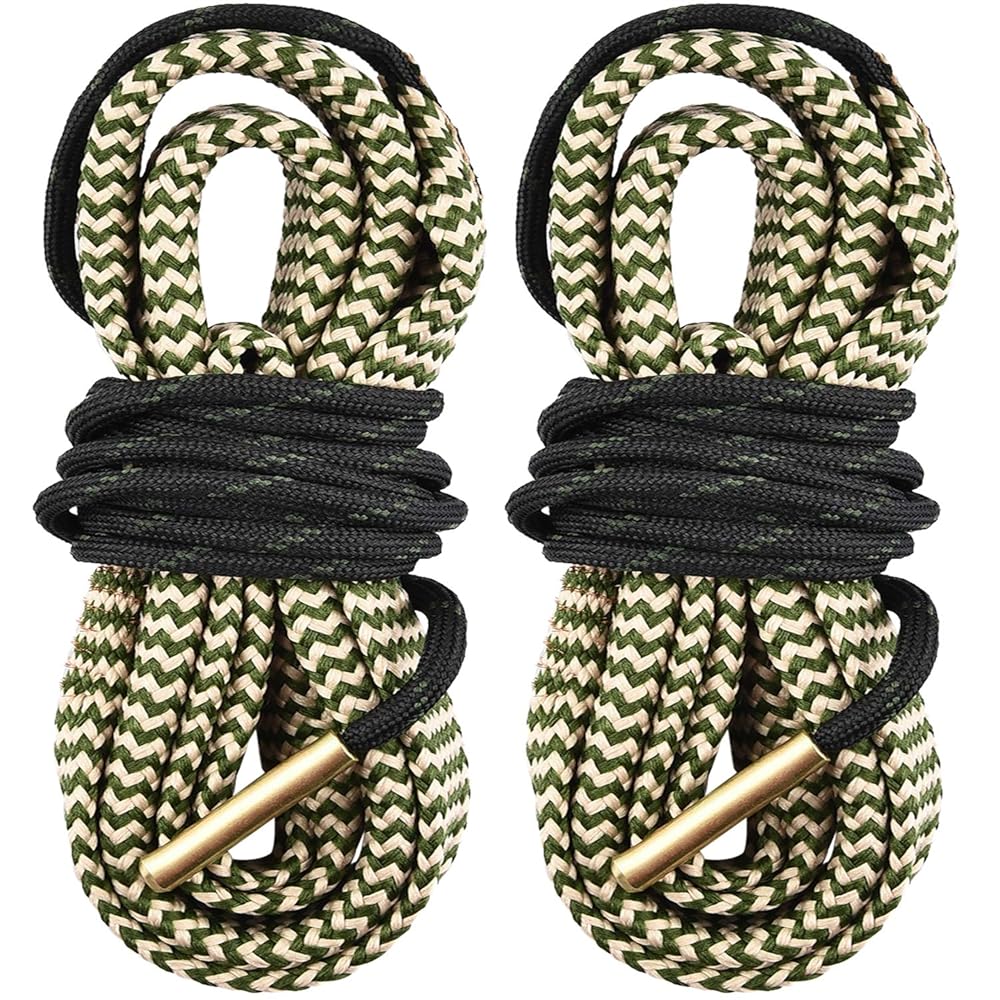 EZshoot 2 PCS Gun Cleaner, Bore Rope for Rifle Pistol Shotgun, Reusable Gun Cleaning Rope, Barrel Cleaner for 5.56mm/.223/.22/9mm/Cal .380/12 GA/. 30 Cal/.308/.44 Cal. (Choose Suitable Calibers)