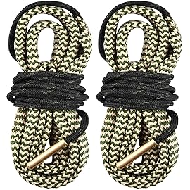 EZshoot 2 PCS Gun Cleaner, Bore Rope for Rifle Pistol Shotgun, Reusable Gun Cleaning Rope, Barrel Cleaner for 5.56mm/.223/.22/9mm/Cal .380/12 GA/. 30 Cal/.308/.44 Cal. (Choose Suitable Calibers)