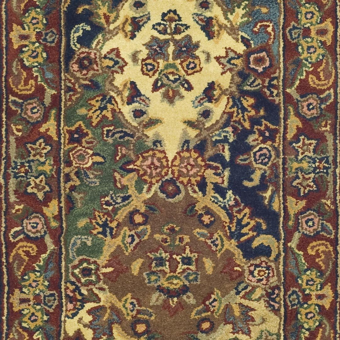 SAFAVIEH Heritage Collection Runner Rug - 2'3" x 18', Multi & Burgundy, Handmade Traditional Oriental Wool, Ideal for High Traffic Areas in Living Room, Bedroom (HG911A)