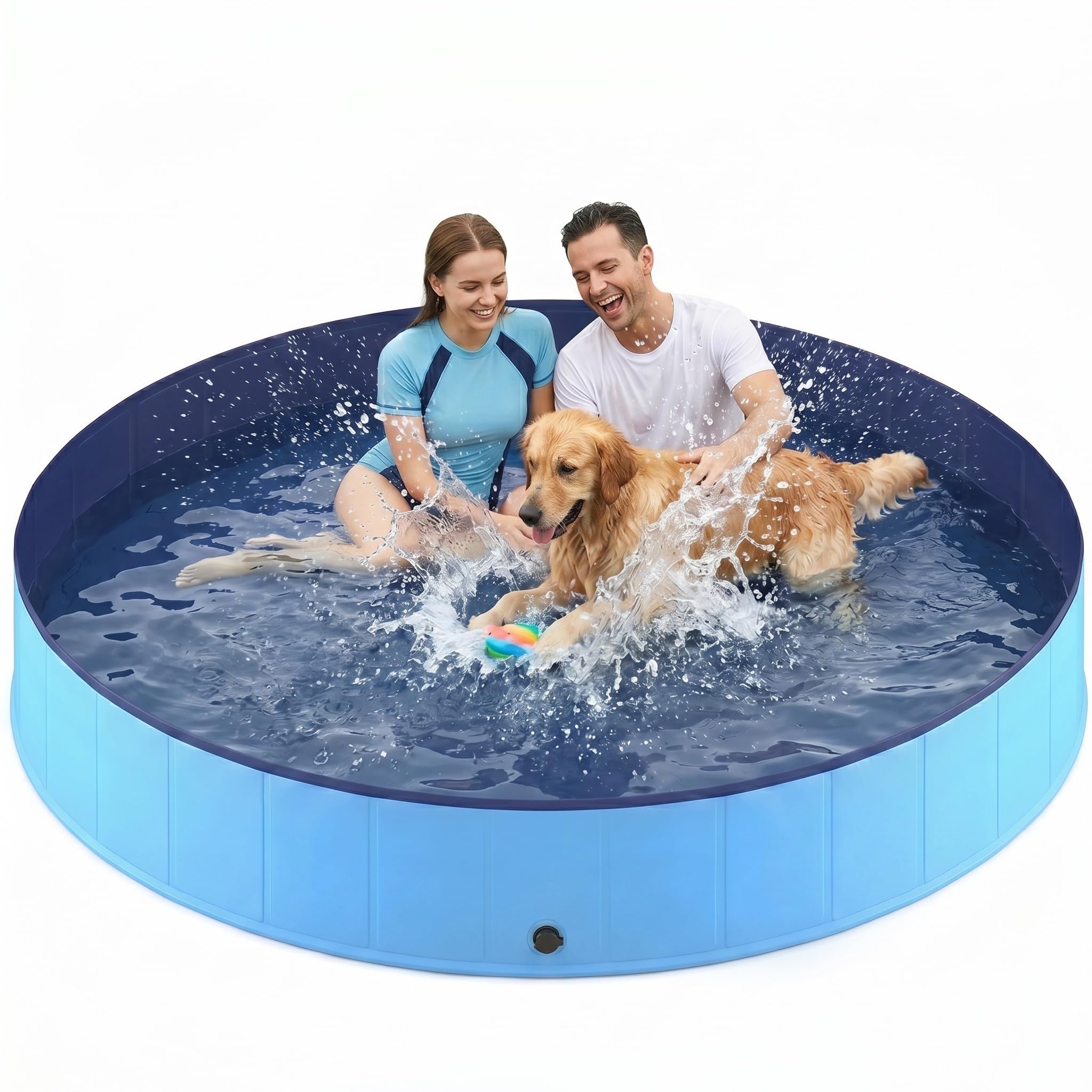 Hundepool faltbar, Planschbecken für Hunde, Anti-Rutsch-Platten, Schnelle Entwässerung, Hundebadewanne, Swimmingpool Verdickt PVC