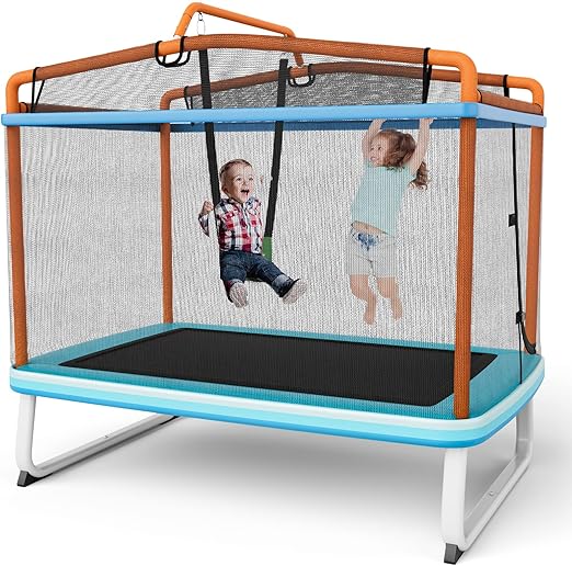 GYMAX Trampoline for Kids, 75” ASTM Approved Recreational Trampolines with Swing