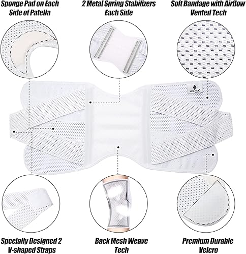 NEENCA Rodillera profesional con estabilizadores laterales, soporte de rodilla de compresión con tecnología de tejido de malla, rodillera con