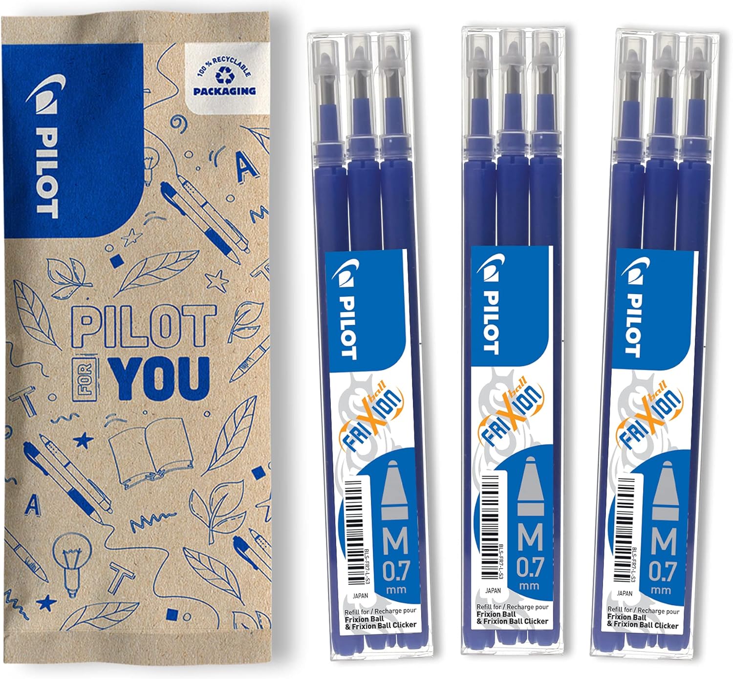 Pilot, Set Of 3 FriXion Ball Rollerball Refills Blue - View #7