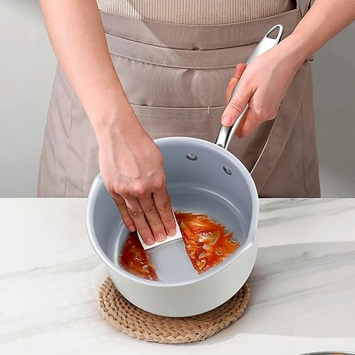 Miniatura 2 de Fracoda Sartén antiadherente de 2 cuartos de galón con tapa, cacerola de cerámica, olla pequeña no tóxica, sin PTFE ni PFOA, apta para horno y