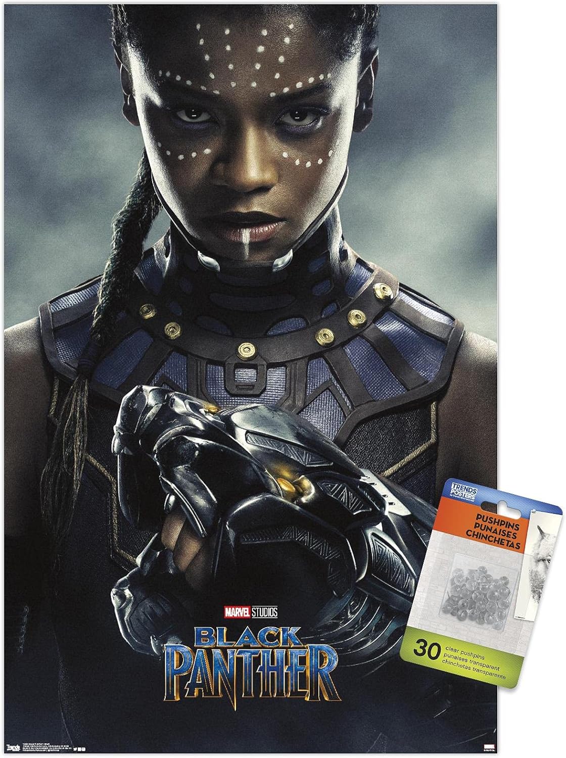 Trends International Marvel Black Panther - Shuri One Sheet Wall Poster, 22.37" x 34.00", Premium Poster & Push Pin Bundle