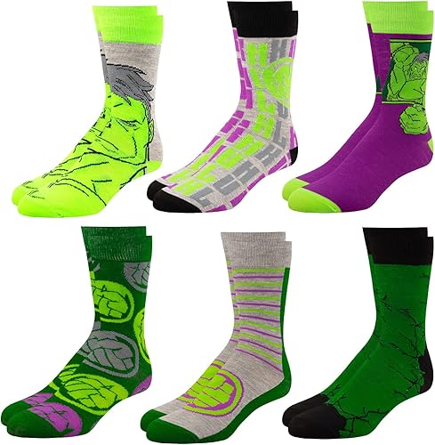 Marvel Legends Socks for Boys & Men, 6-Pack Socks for Men & Boys Socks, Men's At
