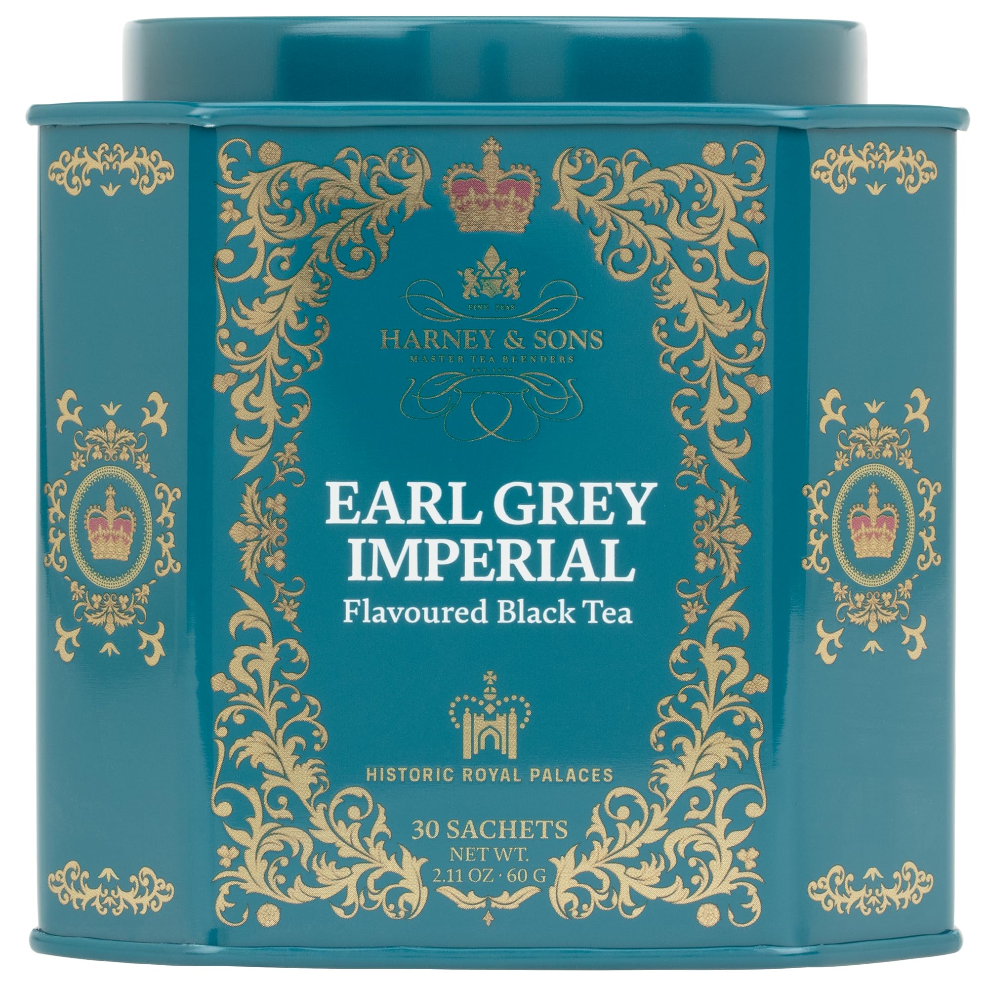 Harney & Sons Earl Grey Imperial Tea Tin - Fine Black Tea with Natural Bergamot - 2.35oz, 30 Sachets