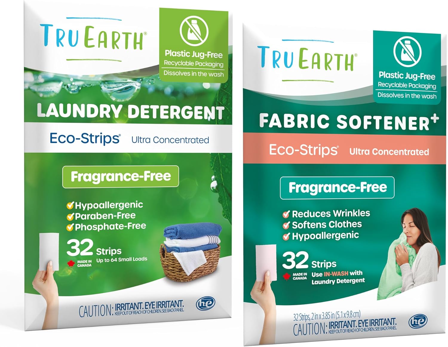 Tru Earth Bundle: Laundry Detergent Sheets & Fabric Softener Sheets – Plastic Jug-Free, Easy-to-Use – Fragrance-Free