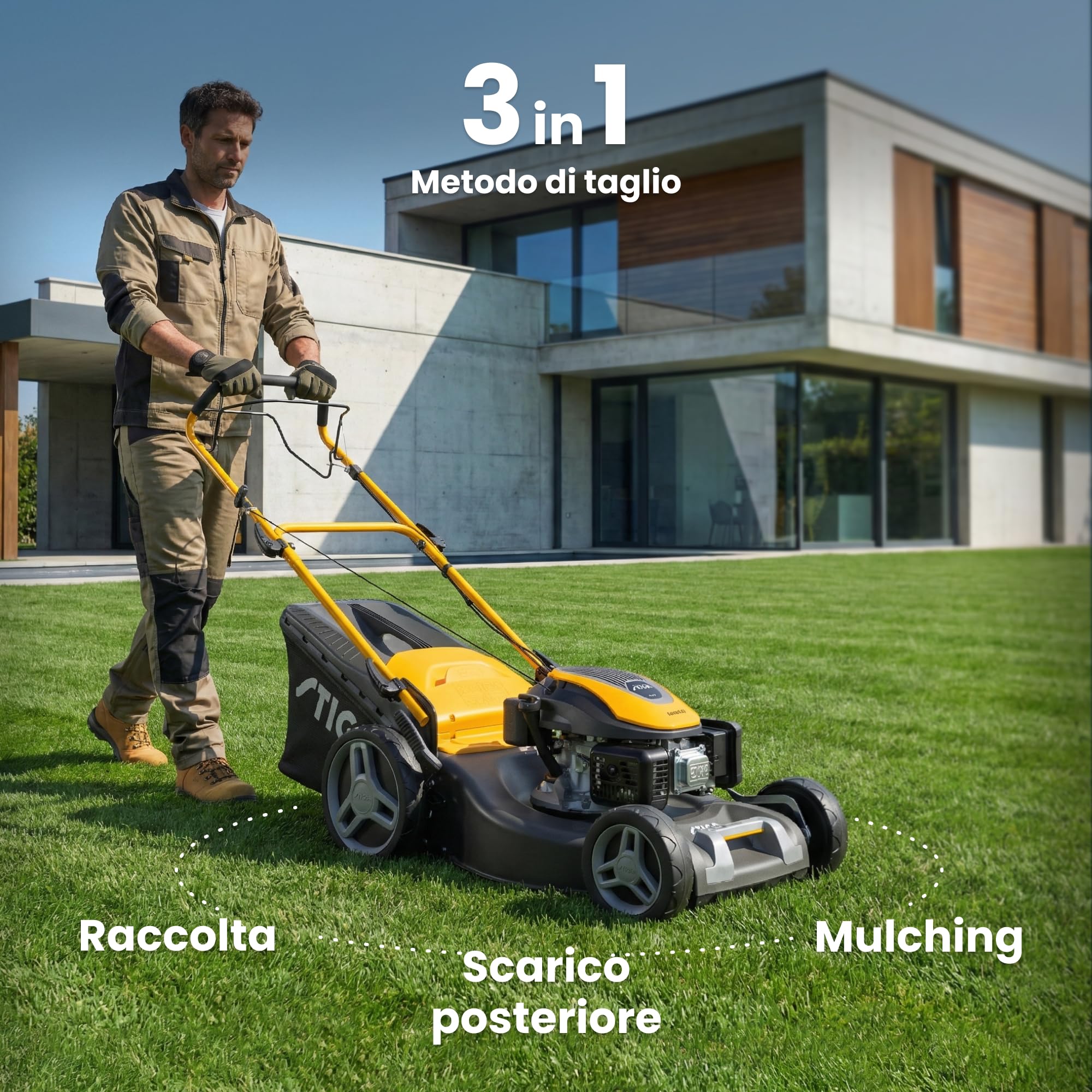 STIGA Combi 53 S - Cortacésped de Gasolina autopropulsado con Plataforma de Acero de 51 cm, Motor de 166 CC, colector de césped de 60 L, Sistema de Corte 3 en 1, Asas Ajustables
