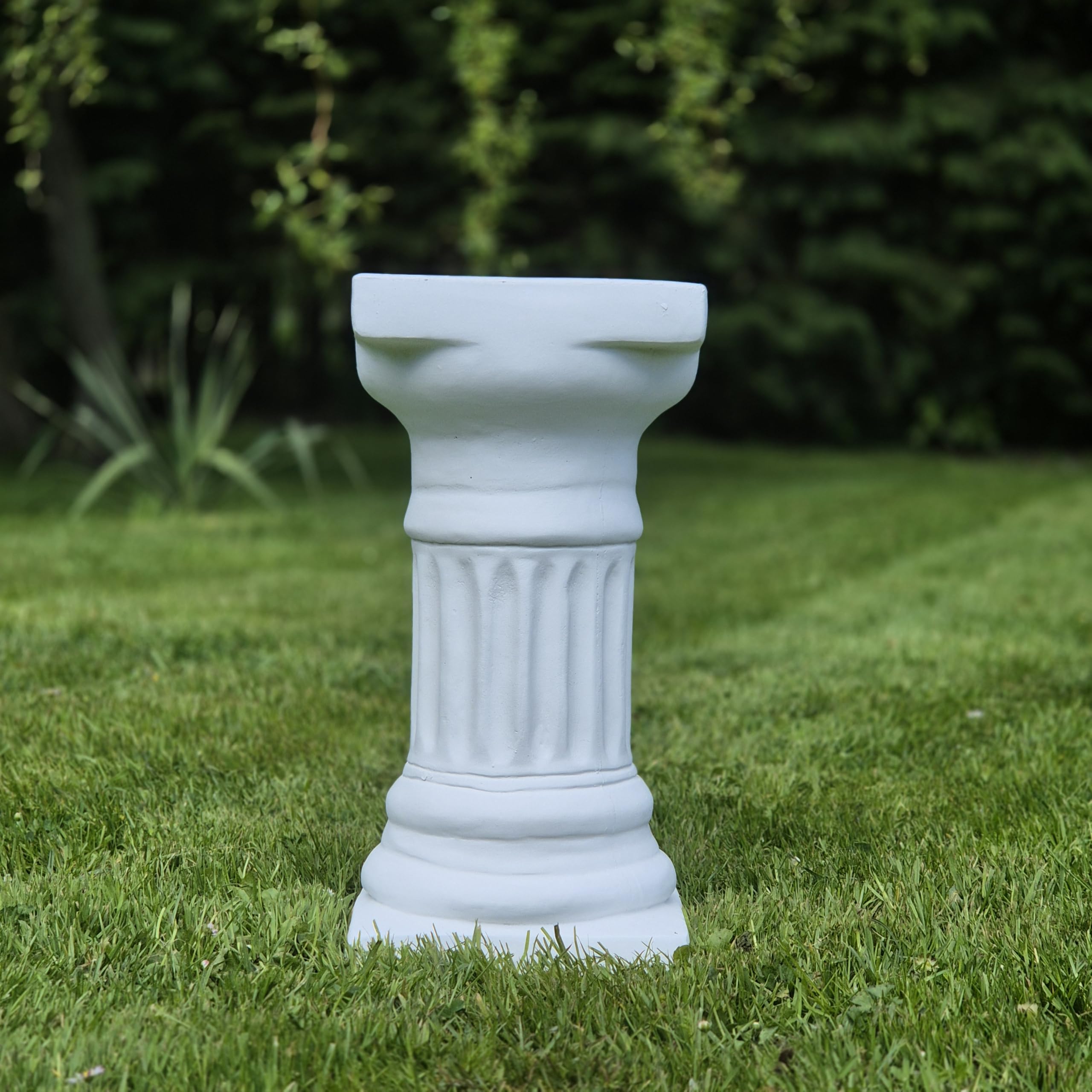 FABRIQ Doriische Colonne en pierre, blanche, hauteur 39 cm, surface au sol 18 x 18 cm, décoration de jardin, colonne de plantes, socle résistant aux intempéries