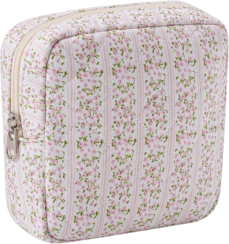 Necessaire pequena acolchoada uekeboag em poliéster para maquiagem, 16Striated Flower