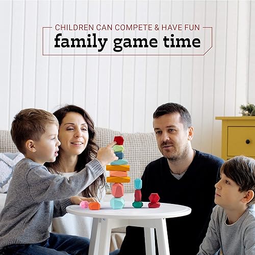 Miniatura 6 de Bloques de equilibrio de madera, apilables, piedras ligeras, juego de decoración de mesa auxiliar, para niños y adultos (16 piezas)