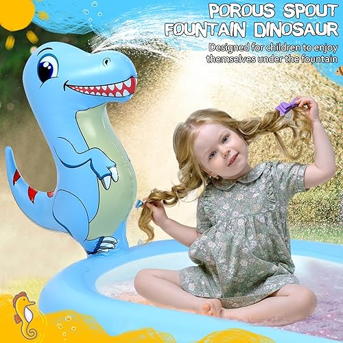 Miniatura 5 de Aspersores de salpicaduras para niños, 3 en 1, centro de juego inflable para niños, incluye juego de baloncesto y juego de lanzamiento de anillo,