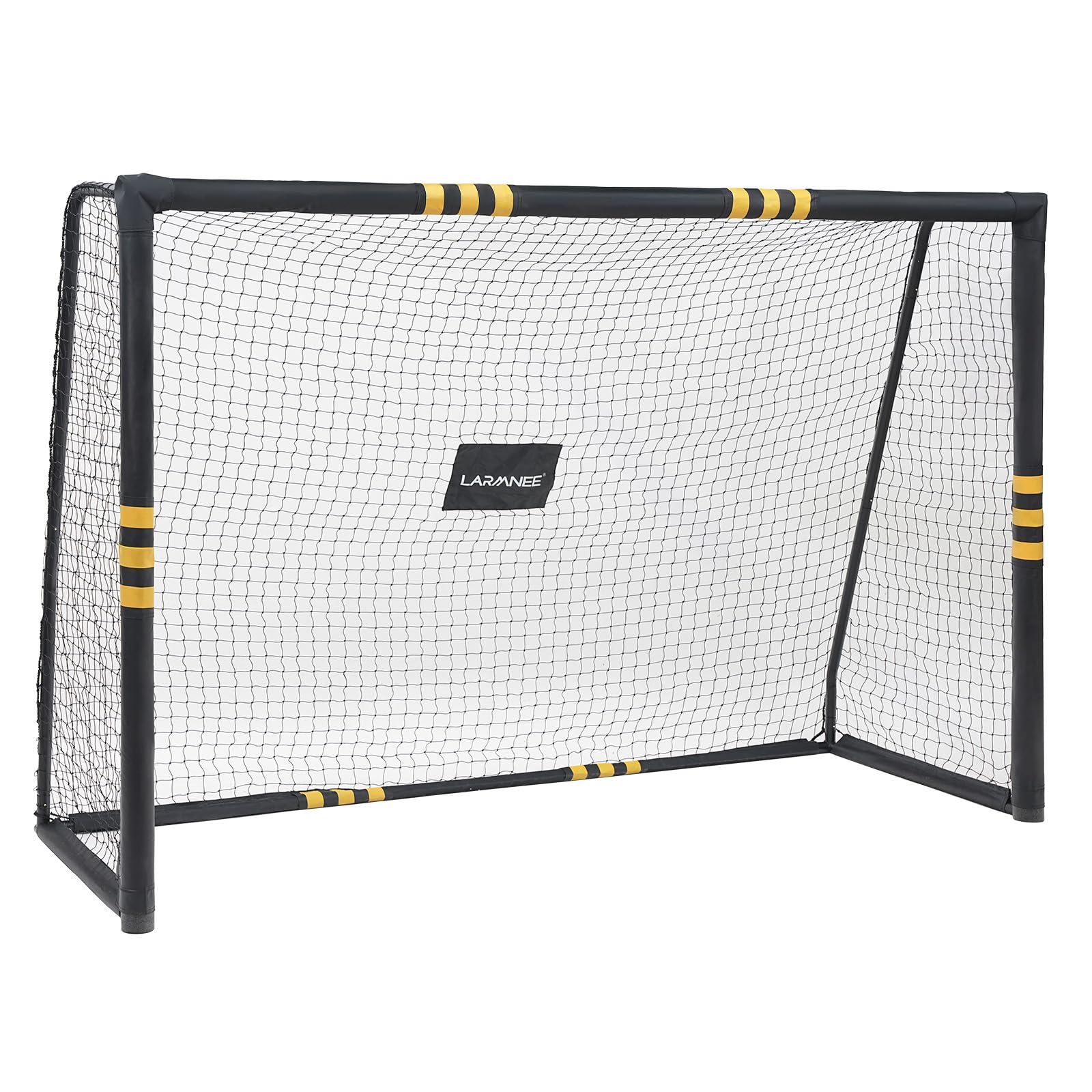 LARMNEE 240 cm Fussballtor, Fußballtor für Kinder und Erwachsene, mit Schaumstoffschutz, wetterfest, PE-Netz, Oxford-Stoffbezug, für den Innen- und Außenbereich