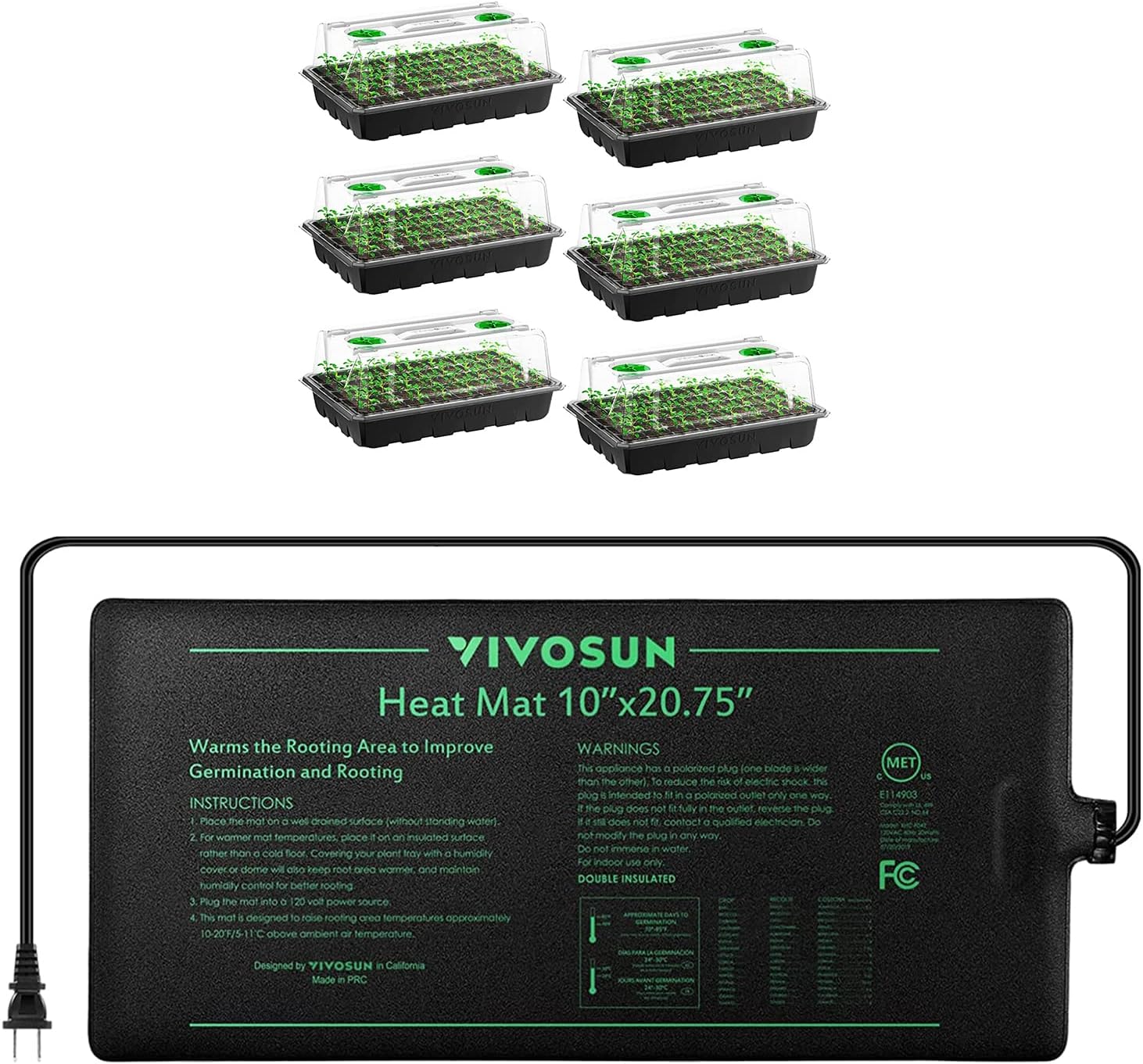 VIVOSUN Durable Waterproof Seedling Heat Mat Warm