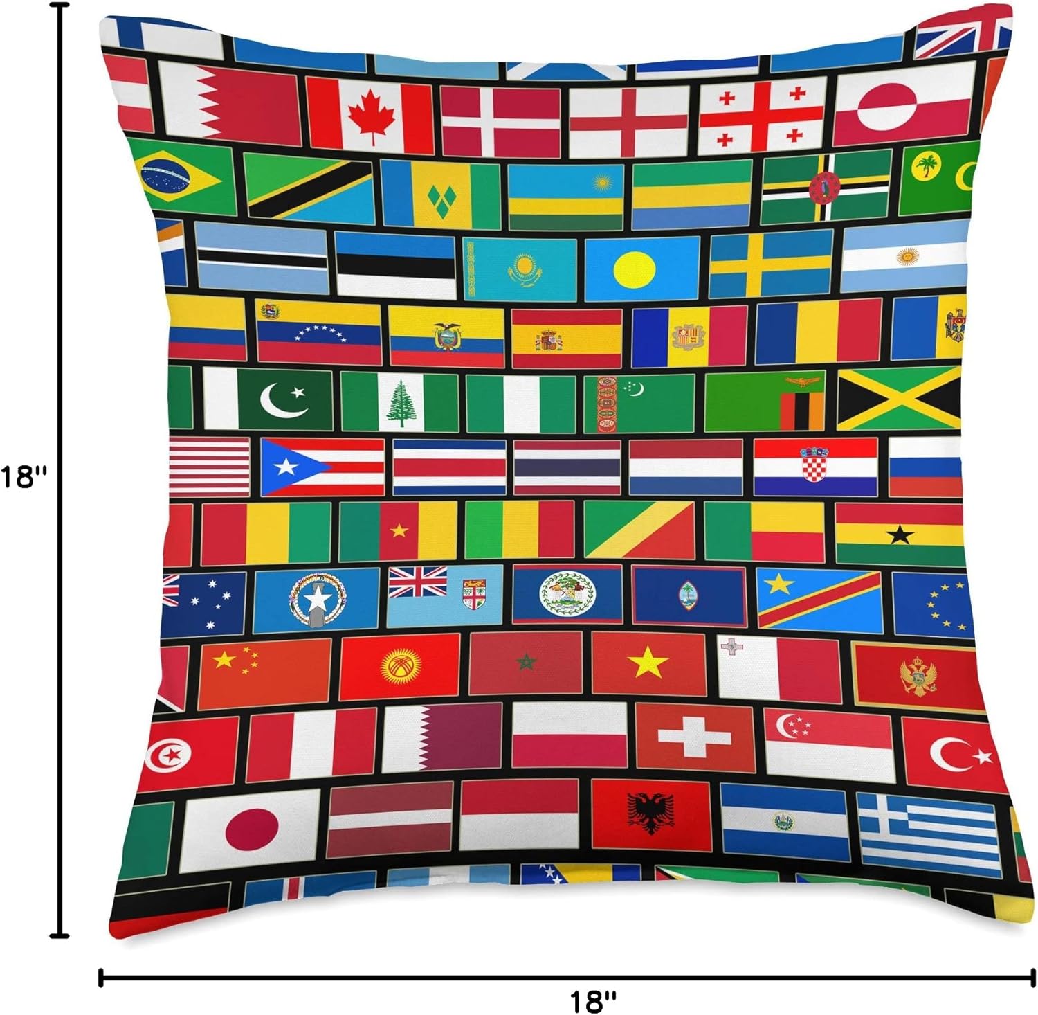 Flags of the Countries of the World, Cute International Throw Pillow