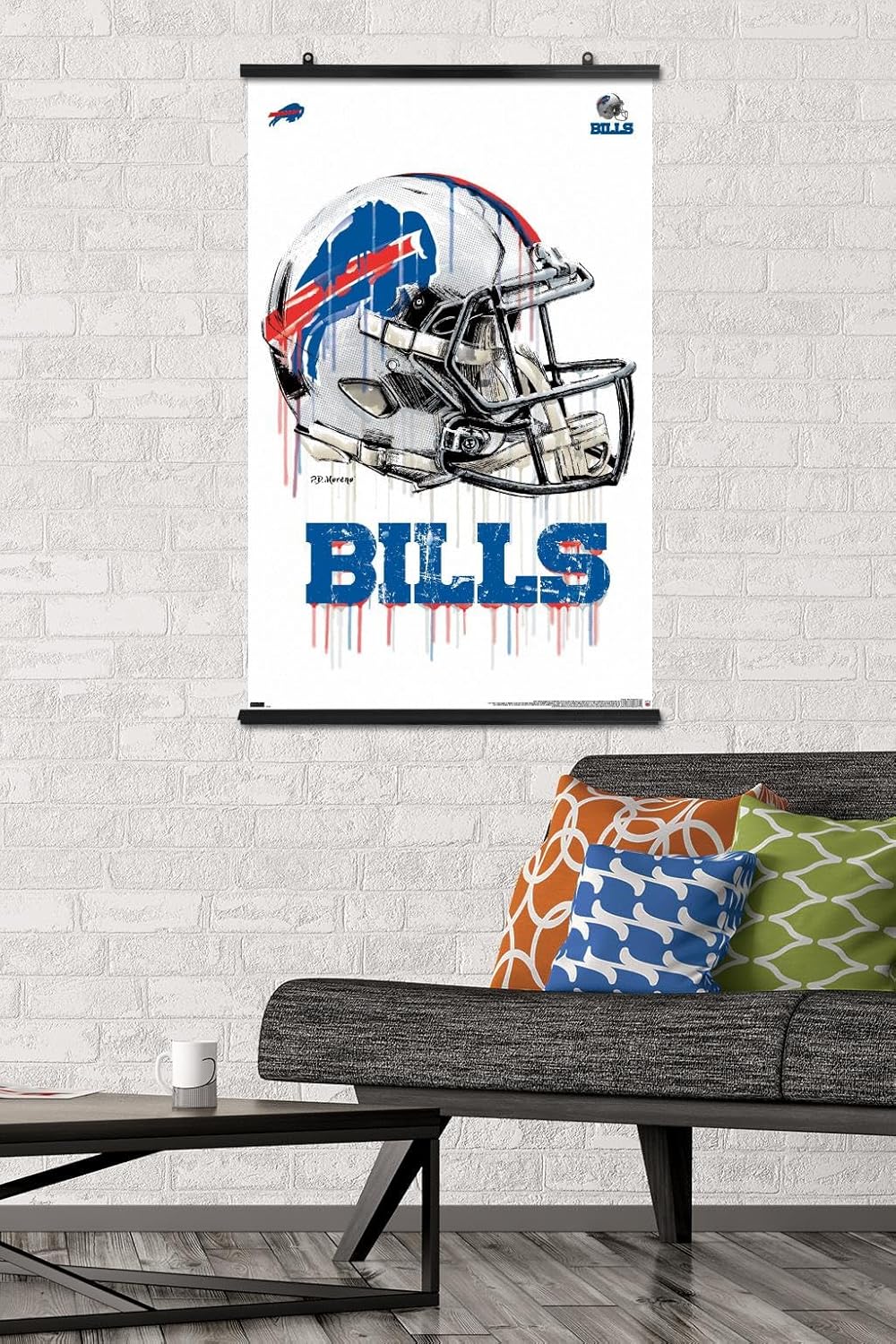 Trends International NFL Buffalo Bills - Drip Helmet 20 Wall Poster, 22.375" x 34", Premium Poster & Clip Bundle