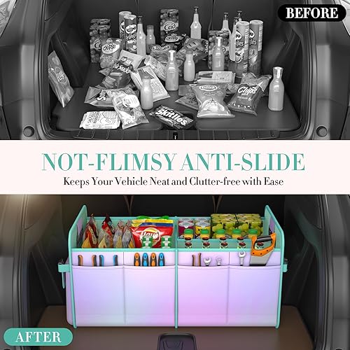 Miniatura 6 de Organizador de maletero para SUV y sedán, organizadores y almacenamiento de automóvil, correas plegables y ajustables, organización resistente de