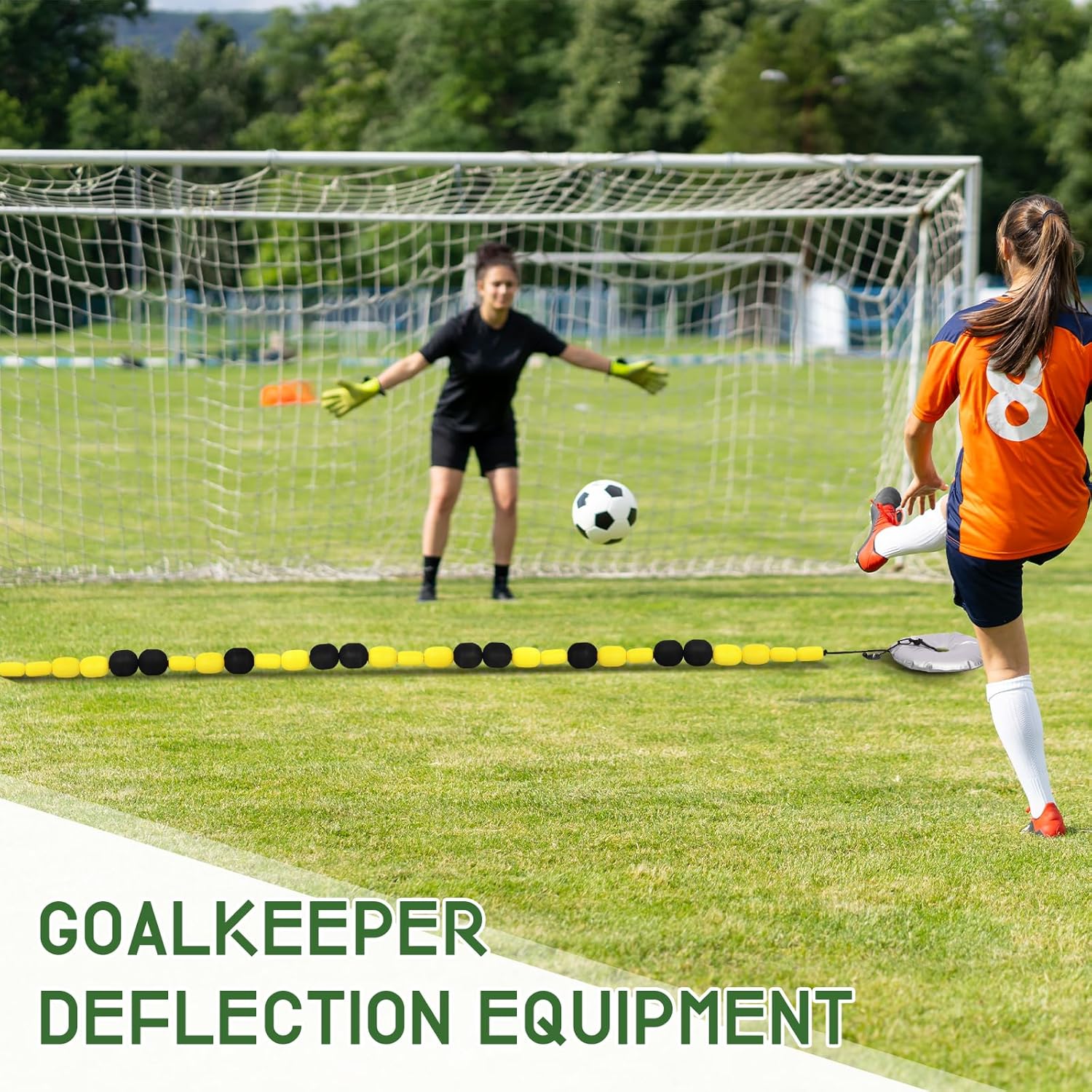 13ft Portable Single Line Goalkeeper Ball Deflector, Soccer Training Accessory, Adjustable Refraction Angles, Enhance Goalkeeper Reaction & Ball Control (Yellow)