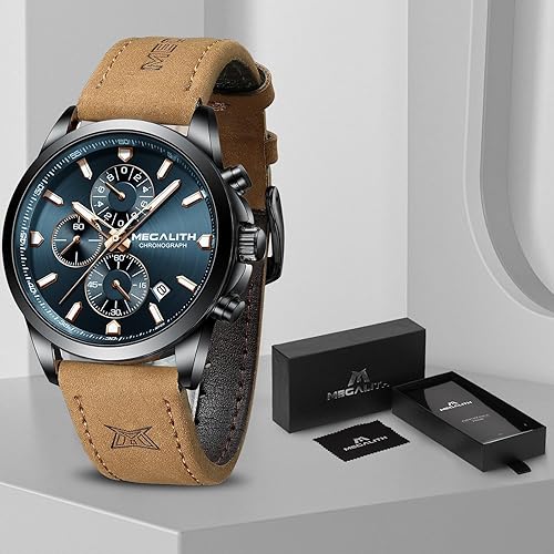 Miniatura 8 de MEGALITH Wrist Watches for Men Luxury Dress Silver Stainless Steel Chronograph Watch Waterproof - Gift for Husband Father at Birthday Anniversary