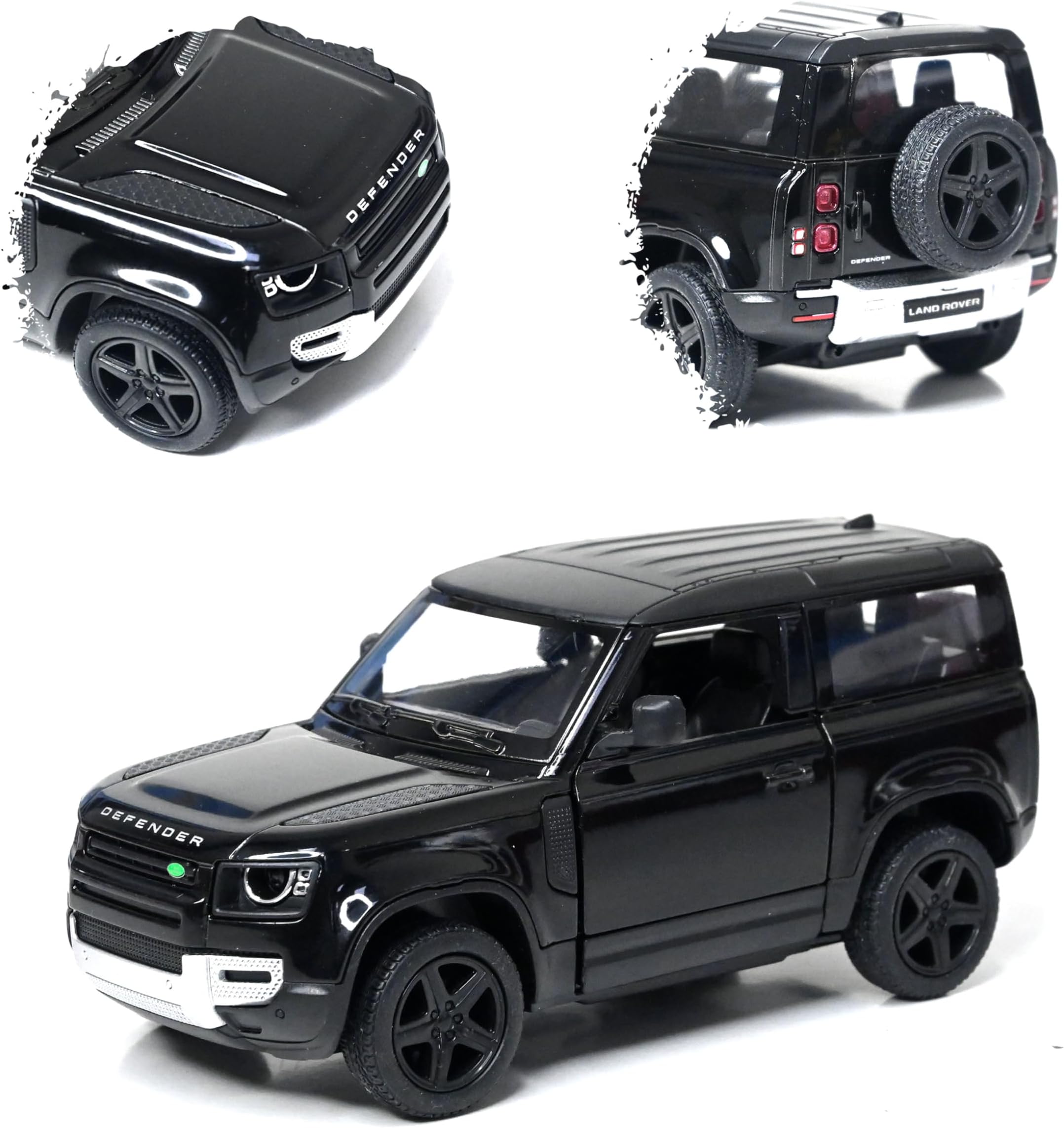 Kinsmart Land Rover Defender 90 Jet Black 136 Scale Diecast SUV,Small