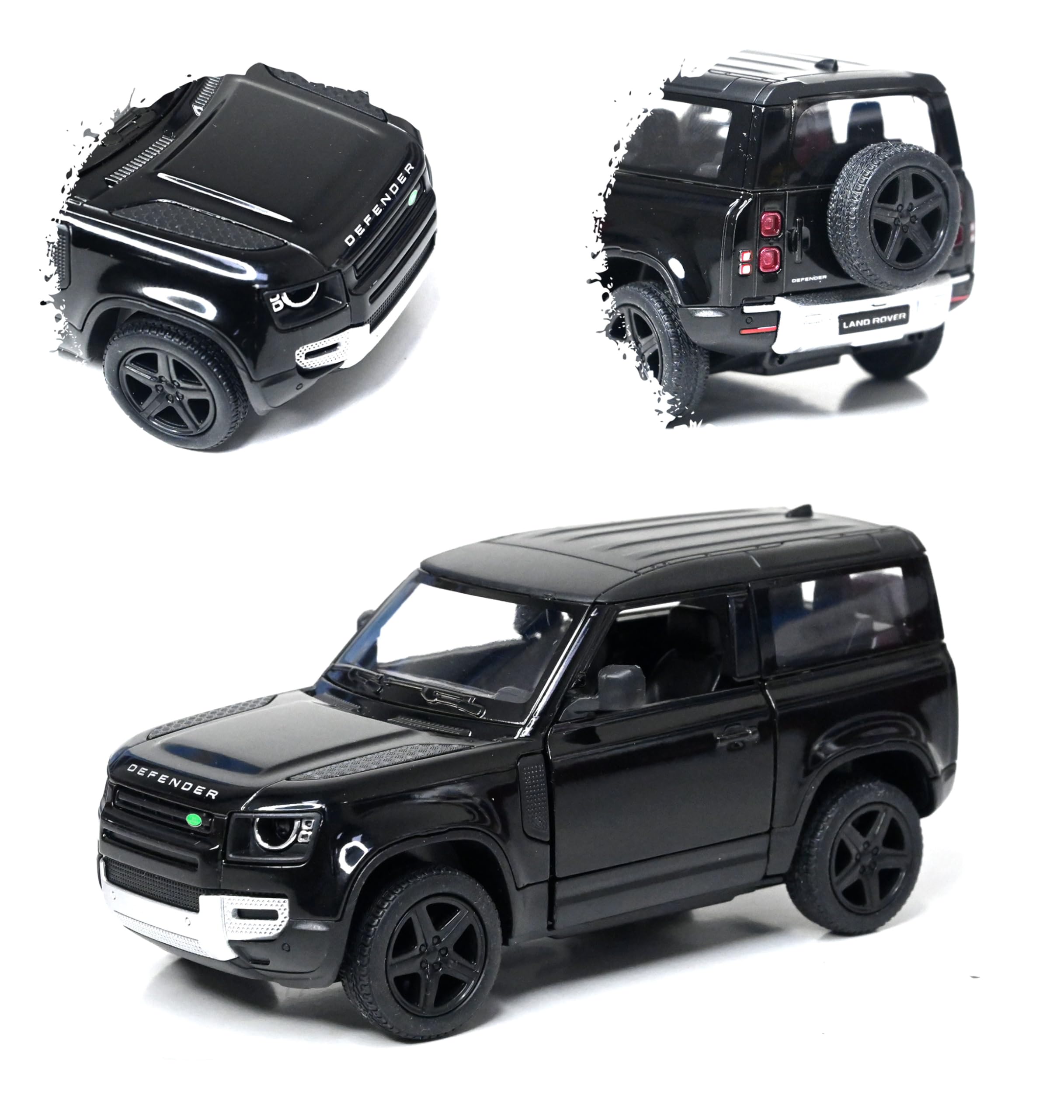 Kinsmart Land Rover Defender 90 Jet Black 136 Scale Diecast SUV,Small