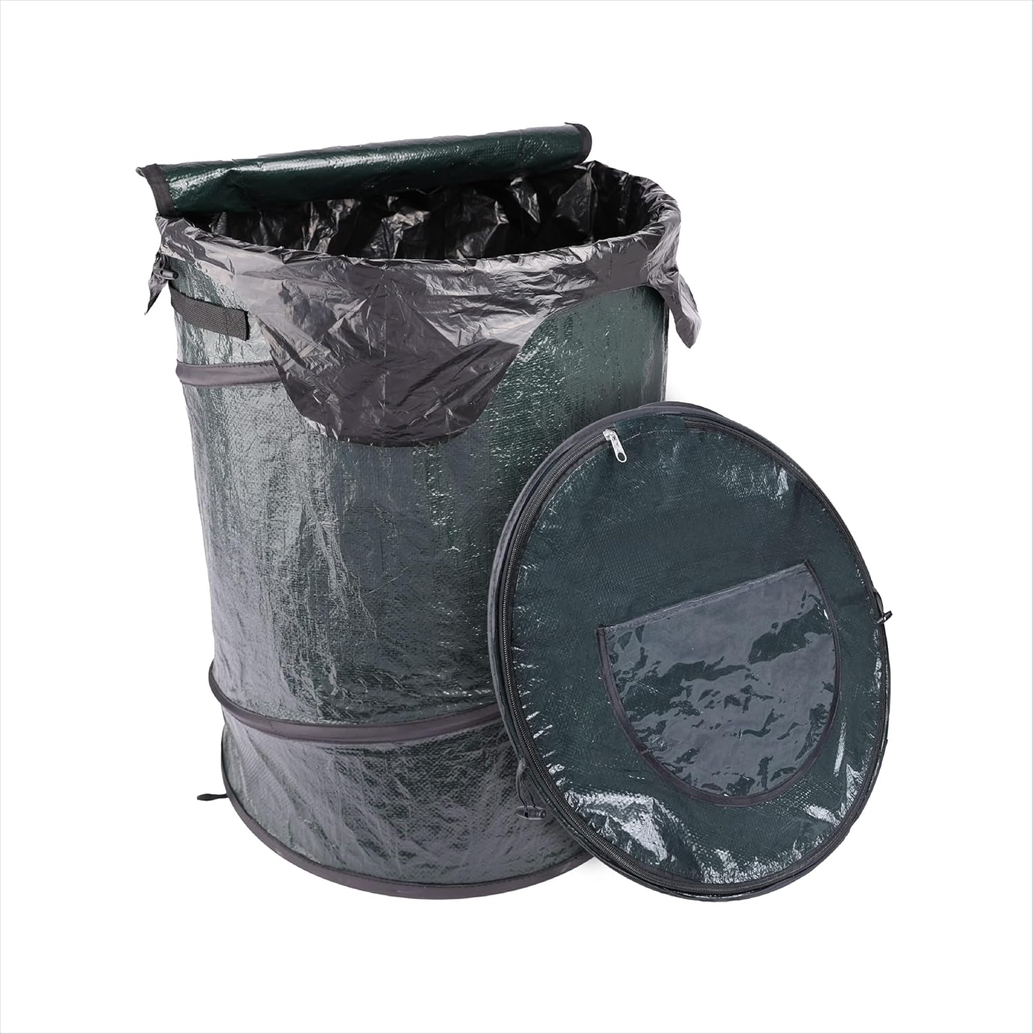 Pop-Up Trash Can, Collapsible Portable Waste Bin, Foldable Garbage Container for Home Office Camping Outdoor, Black