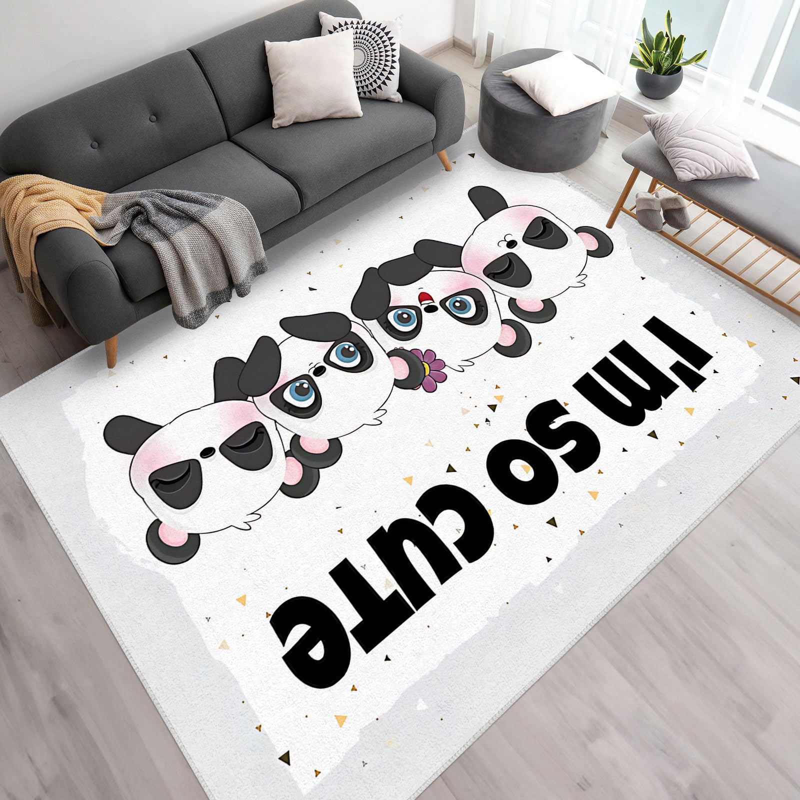 Tapis doux chambre décoration panda pour créer un coin lecture cosy dans le salon