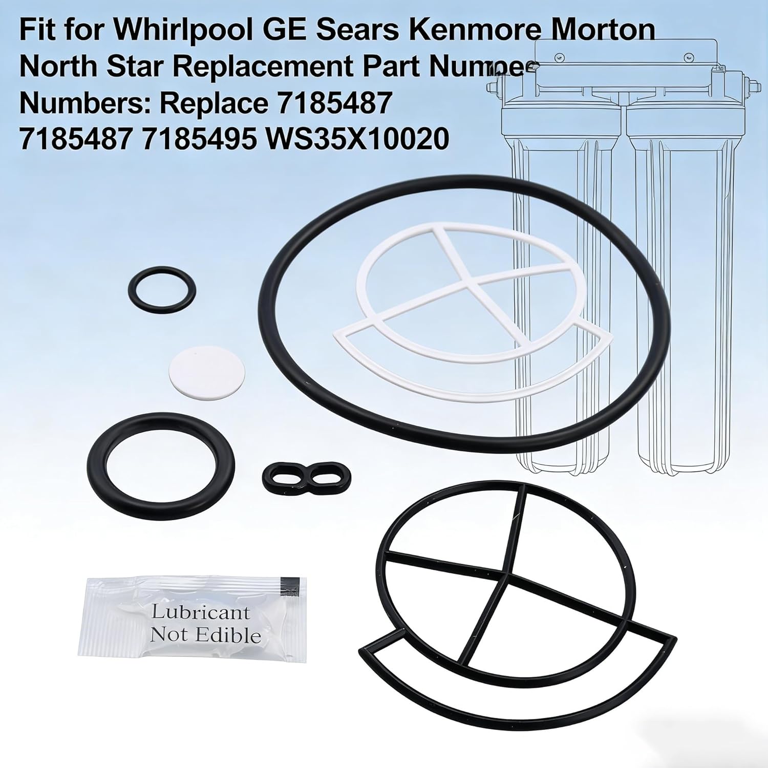 7185487 Water Softener Seal Kit Fit for Whirlpool GE Sears Kenmore Morton North Star with 8 Bolts 1" Valve, Water Softener Rotor Disk Repair Kit, Replace WS35X10020