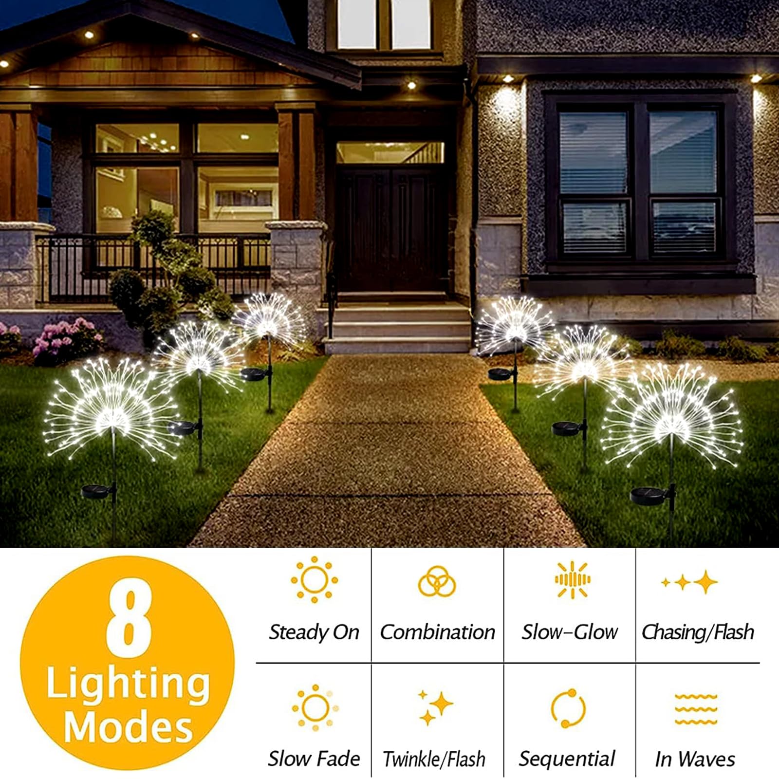 Lampes Solaires De Jardin, 2 Paquets De Feux D'artifice Solaires