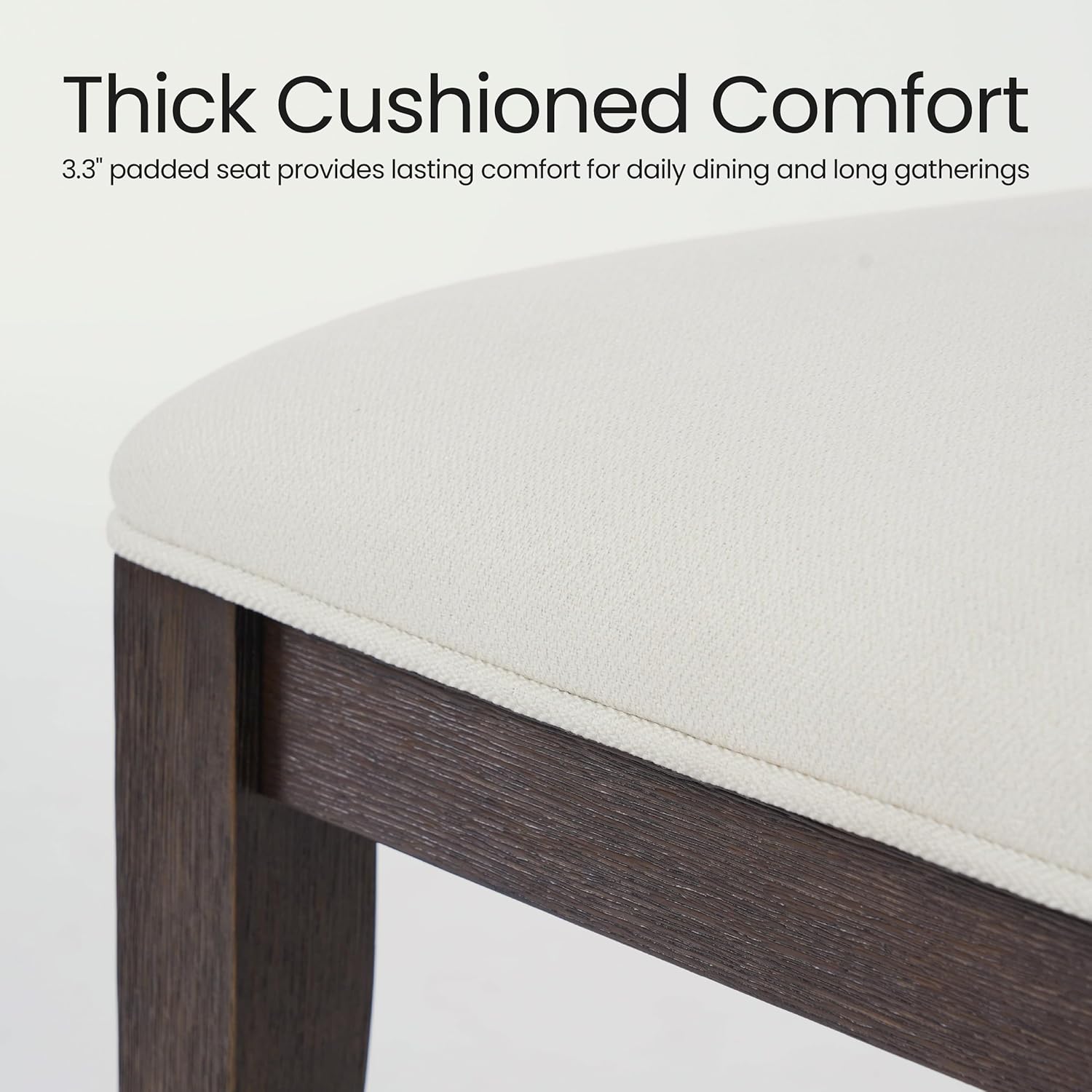 COLAMY PURA Solid Wood Dining Chair Set of 2 with Fabric Upholstered Seat and Backrest, Modern Farmhouse Kitchen Chair, Wooden Chair with Padded Cushion, Brown - Image 5