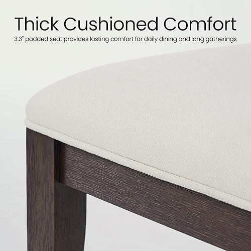 Miniatura 5 de COLAMY Juego de 2 sillas de comedor de madera maciza con asiento y respaldo tapizados de tela, silla de cocina moderna de granja, silla de madera de