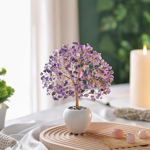 Miniatura 5 de Árbol de dinero con piedra de cuarzo transparente, árbol de dinero de cristal de chakras, árbol de la vida con base de maceta, árbol de la buena