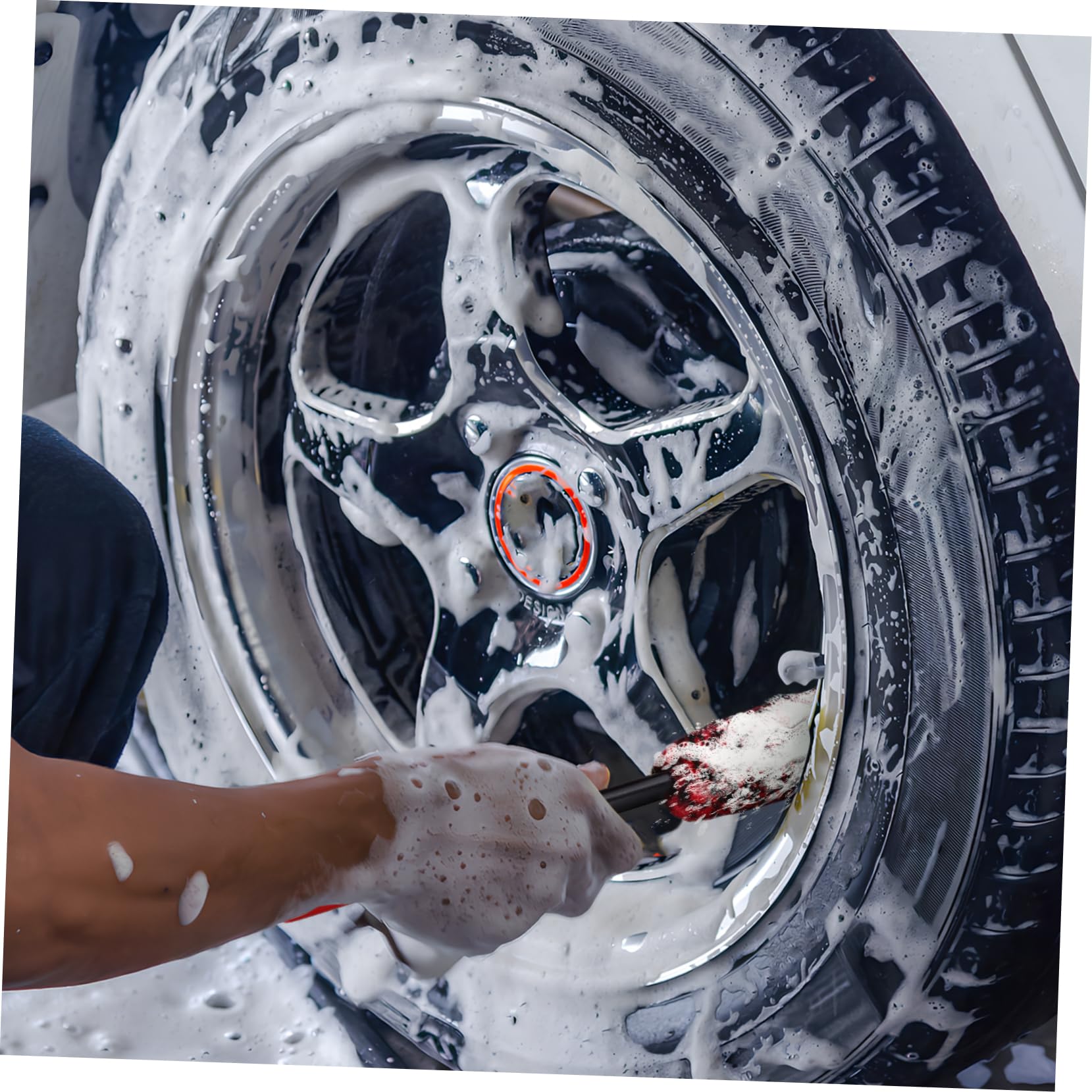 GLEAVI 12pezzi Spazzole per Pulizia Ruote Auto Testa Flessibile Spazzola Detailing per Cerchioni e Pulizia Auto Strumenti per Lavaggio Colore