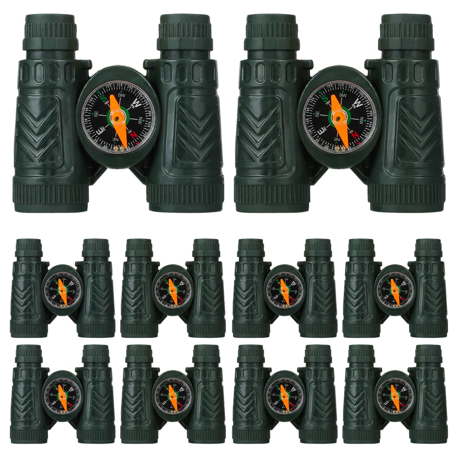 Veemoon 10pcs Kids Binoculars with Compass – Mini Outdoor Toy Binoculars for Camping, Party Favors, And Exploration