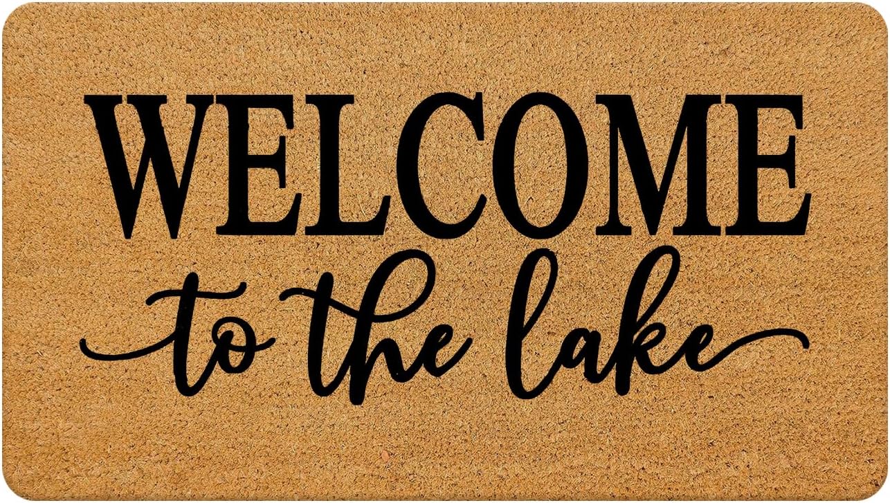 Nogrit Welcome to The Lake House Decor Coir Doormat, Lake House Welcome Mats Door Mat Outdoor Entrance Decor Farmhouse Lake House Decor for The Home Gifts 17x30