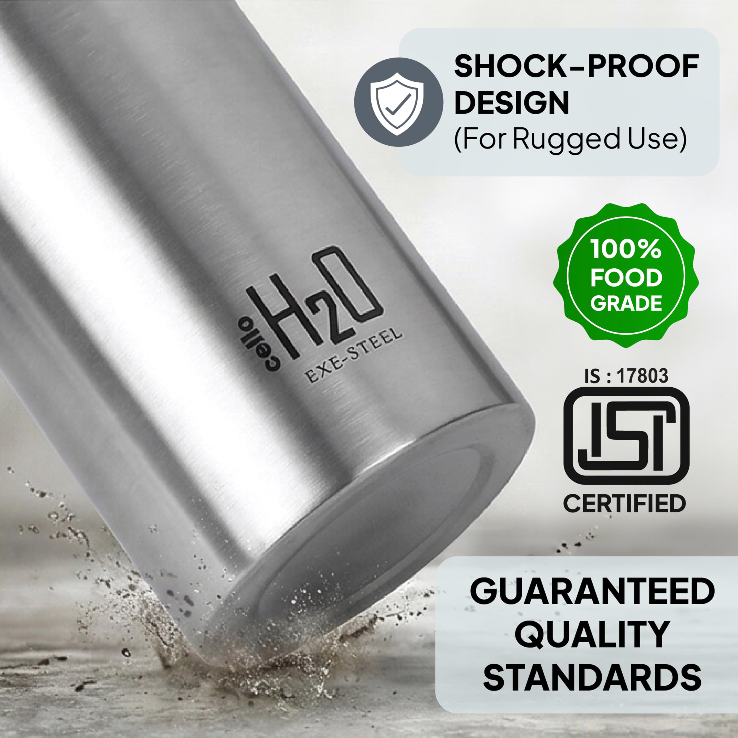 CELLO H2O Stainless Steel Water Bottle For Office & Daily Use 1000 ml, Silver | Single Wall Freezer & Fridge Safe, Lightweight & Stylish Leakproof Rustproof Steel Water Bottle For School, Gym & Travel — Amazon image 6