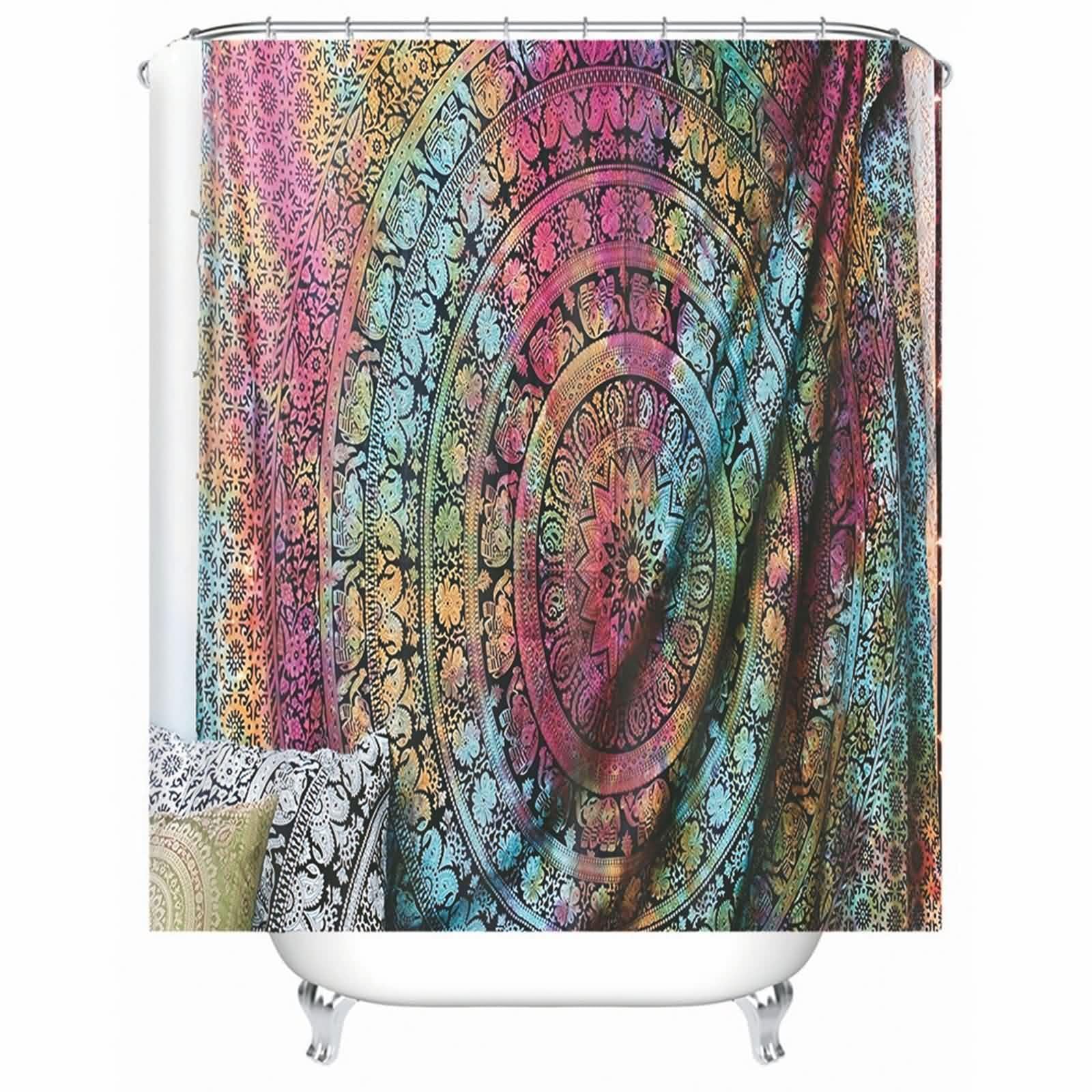 Rideau de douche rose anti-éclaboussures en polyester lavable pour garder un sol sec