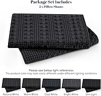 Vista 7 de PHF - Paquete de 2 fundas de almohada 100% algodón, punto gofre, suaves y transpirables agradables al tacto, fundas decorativas, sin relleno, 20 x