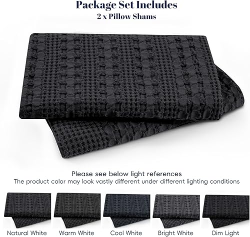 Miniatura 7 de PHF - Paquete de 2 fundas de almohada 100% algodón, punto gofre, suaves y transpirables agradables al tacto, fundas decorativas, sin relleno, 20 x
