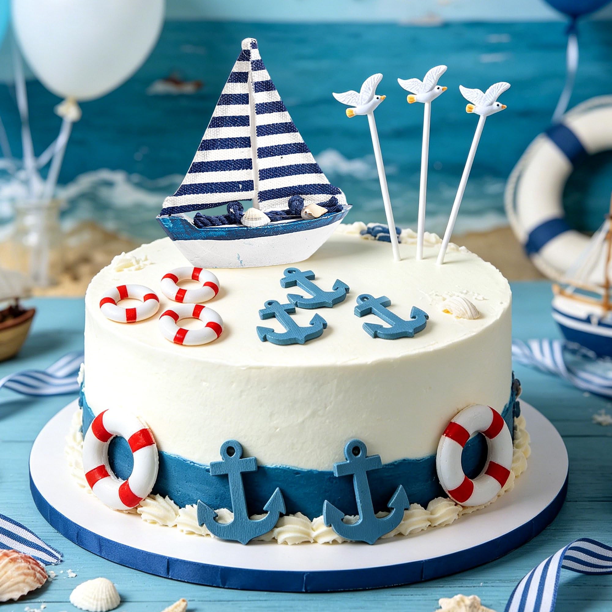 JeVenis Nautical Cake Topper Baby Shower Nautical Cake Decoration