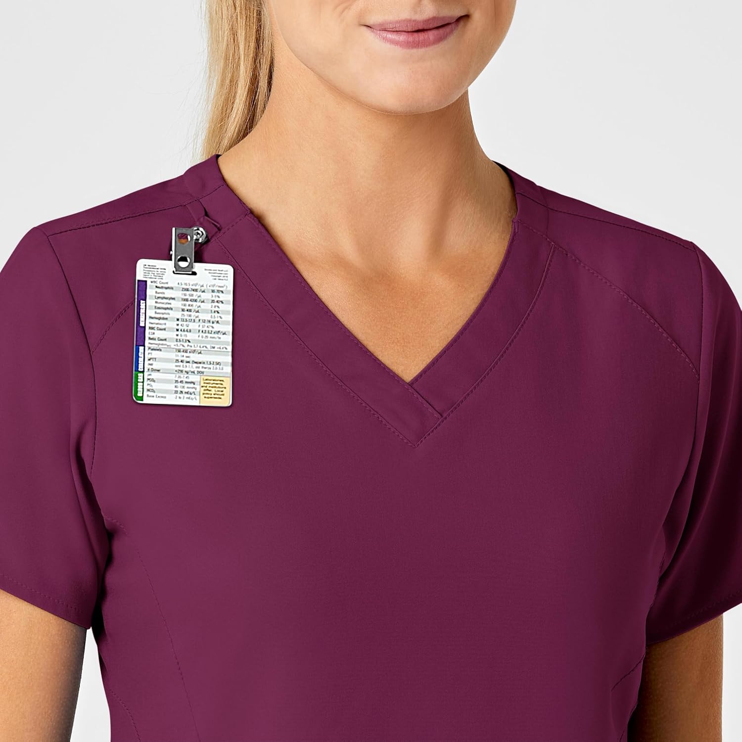 Wink Scrubs for Women, W123, Stylized Vneck Tops with 5 Pockets Wine - Image 6