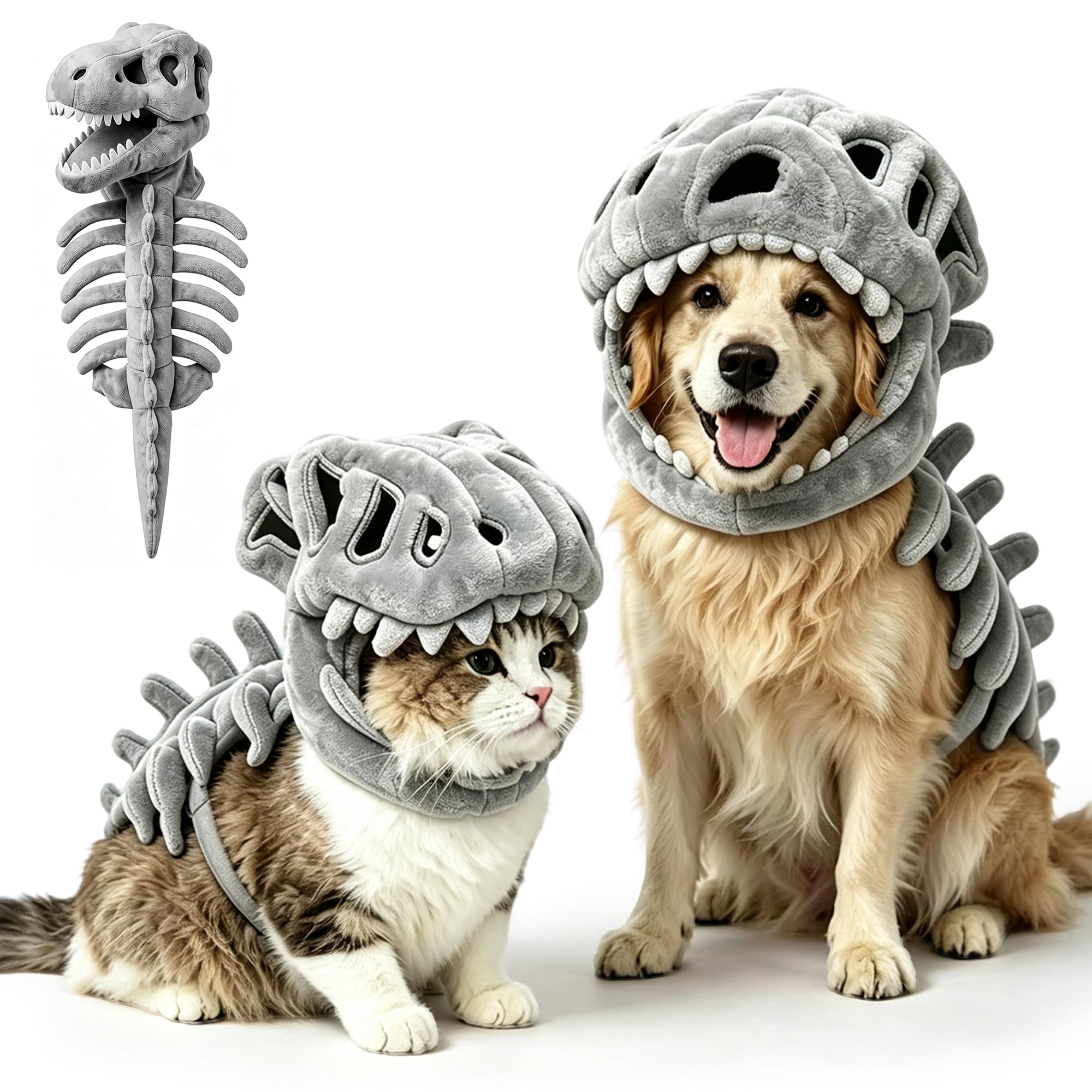Dog & Cat Dinosaur Skeleton Costume, Skeleton Dinosaur Halloween Costumes