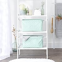 Vista 4 de DII Colección de almacenamiento de lavandería, contenedor plegable recubierto de polietileno con asas, celosía aguamarina, juego grande, 10.5 x 17.5