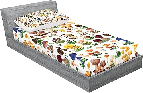 Miniatura 351 de Ambesonne - Juego de sábanas bajeras y fundas de almohada, diseño clásico botánico, plantas de jardín vintage, juego de 3 piezas con estampado