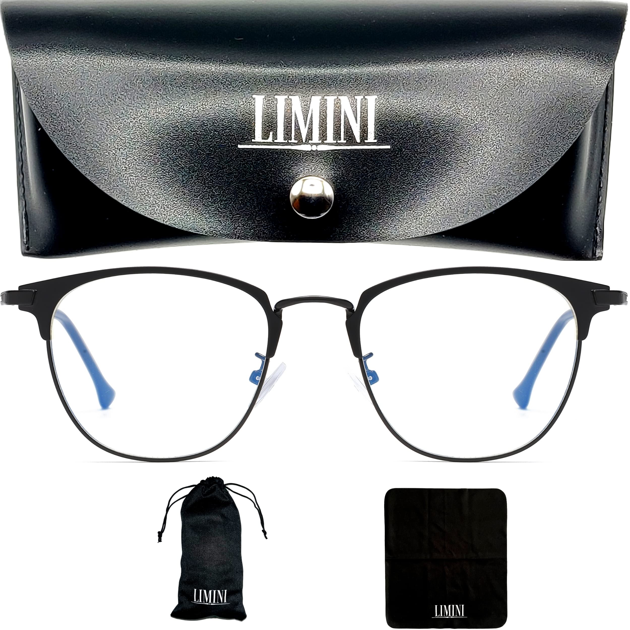 LIMINI-Occhiali anti luce blu e UV per uomo e donna, blu Light Blocking Glasses, occhiali GAMING o lavoro, vetro senza correzione, accessori di protezione per schermi PC/telefono/console.